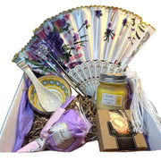 Luxury Self-Care Gift Box featuring a premium rose soap bouquet, ceramic tea set, and aromatherapy candles. 