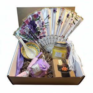 Zen Asian Inspired Gift Set - Rose Soap, Candle & Floral Fan