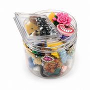 Mixed DIY charm collection with retro glam flatback, purple flower and decorative figures
