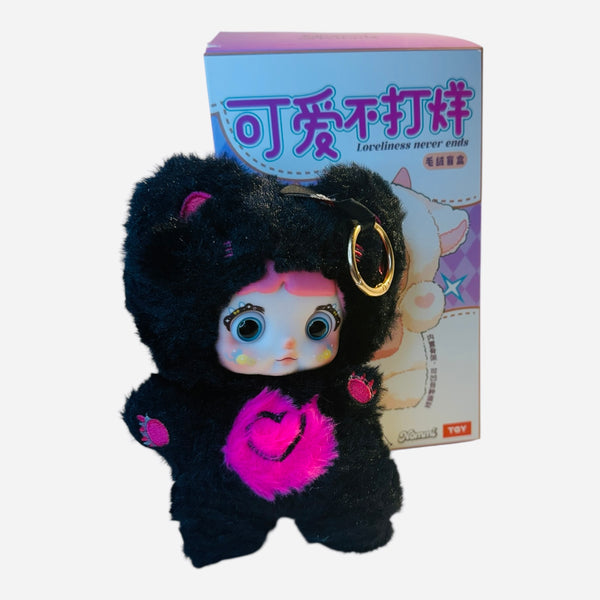 Nommi Mimi Plush Doll - Kawaii bear with color-changing eyes detail, black doll, pink chest
