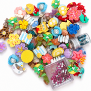 Ocean and mermaid themed DIY craft mix with colorful flatback charms, shells and rhinestones