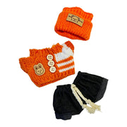 Orange and white swether, black short and a matching head band for 17cm collectible dolls