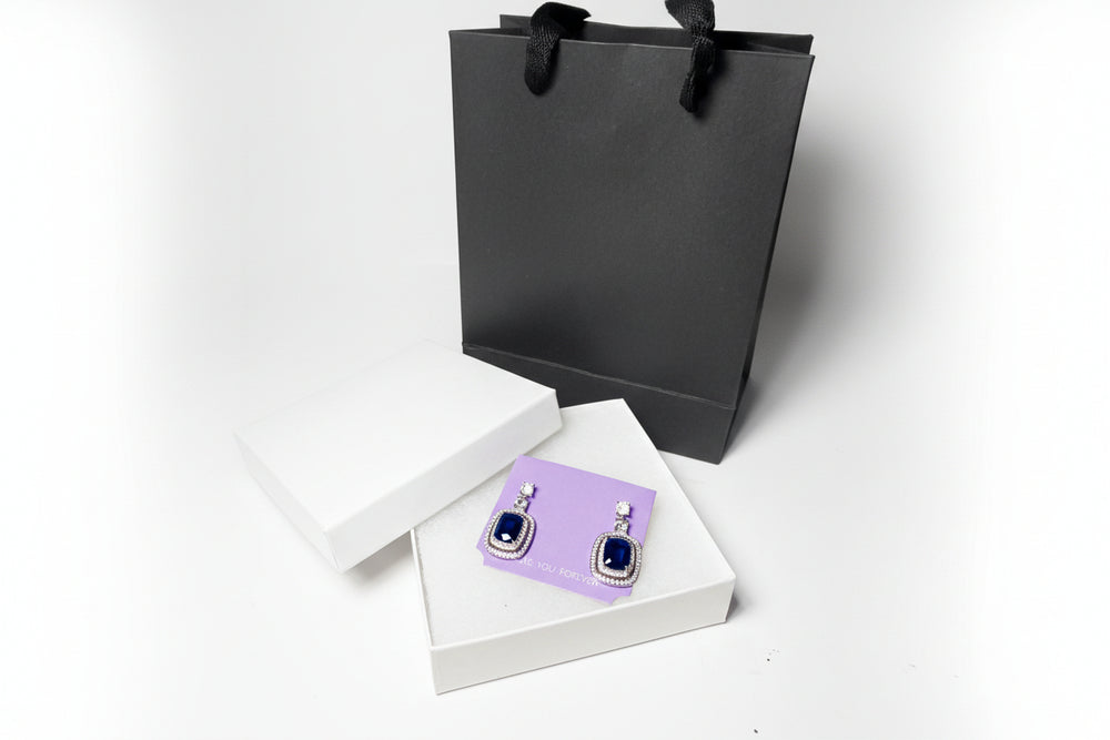 Pair of royal blue earrings silver 