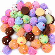 Pastel dessert flatback charms for DIY jewelry, tiny house crafts, and miniature projects.
