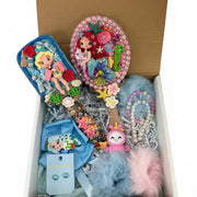 Pink mermaid coquette gift set with ocean hair brush, mermaid mirror, clay bow and handmade bracelets
