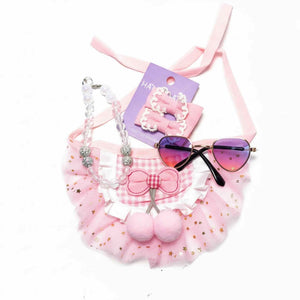 Pink XS Dog Princess Outfit | Sparkle Collar, Tutu, Sunglasses & Bows