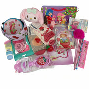 Premium strawberry gift box for girls with fuzzy socks and accessories. Perfect for birthday gifts.