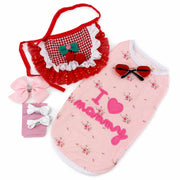 Princess dog outfit gift set with tutu, bow accessories, sunglasses and floral Mommy shirt size M