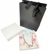 Handmade Silver-Tone Hello Kitty Character Anklet and Earrings Set with Premium White Gift Box and Luxury Black Bag - Shipping from Miami, FL