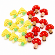 Red and yellow mushroom flatback charms for DIY crafts and creative decorating