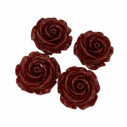 Red glitter roses set of 4 for DIY resin art and craft projects