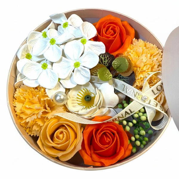 Rose petal soap gift set in yellow orange and white