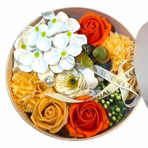Rose Petal Soap Gift Set | Yellow, Orange & White Floral Bath Box