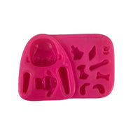 Silicone mold for miniature doll assembly featuring face, arm, and leg cavities for flexible porcelain and clay crafting
