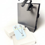 Handmade Silver-Tone Necklace and Crystal Heart Earring Set 