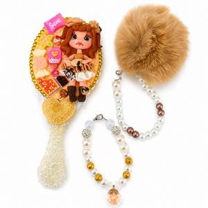 Sweet Dessert Doll Decorated Hand Mirror & Beaded Accessory Set