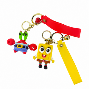 Cartoon Crab & Sponge Character 3D Rubber Keychain Set – 2 Piece