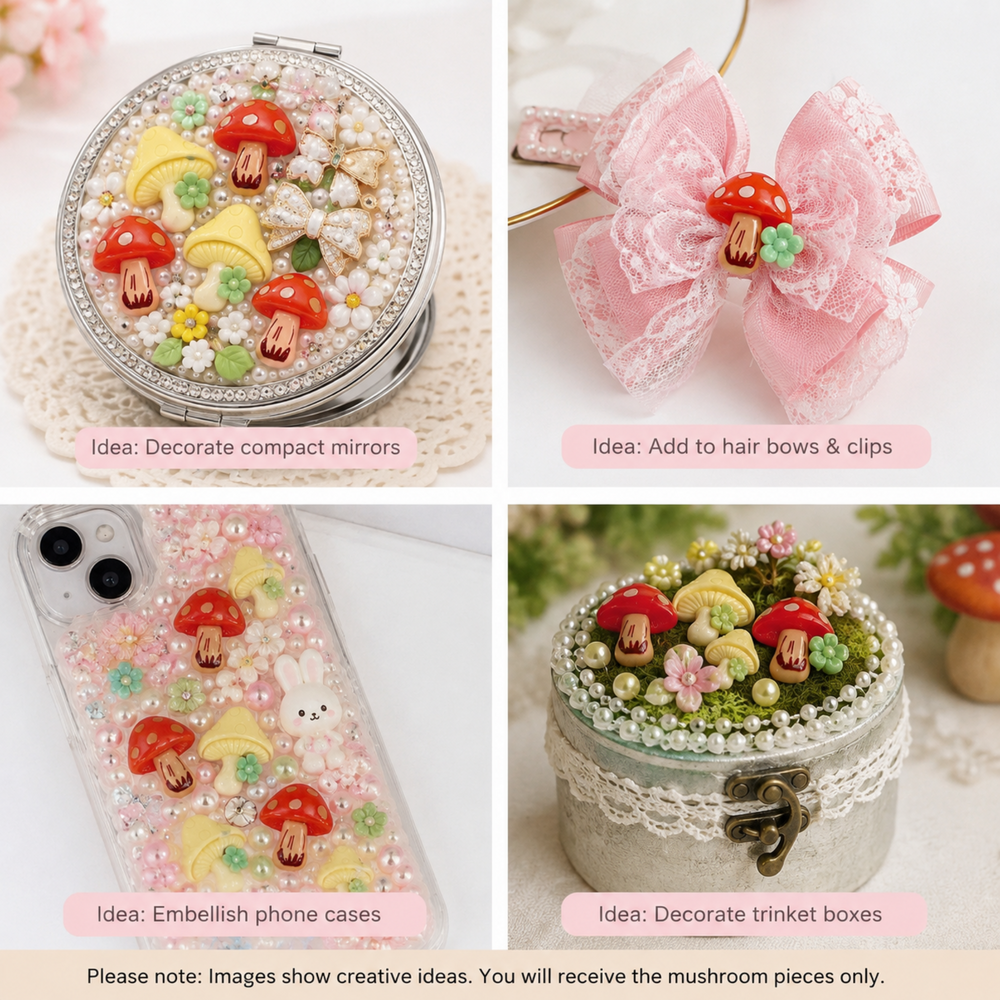 Woodland mushroom flatbacks for bows mirrors trinket boxes phone cases and craft projects