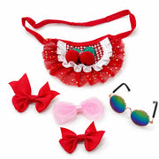 XS princess dog outfit set – sparkle star ruffles, bows and sunglasses gift for dog moms
