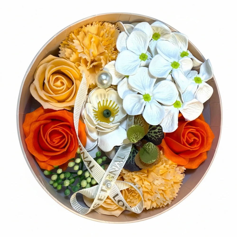 Yellow orange and white rose petal soaps 