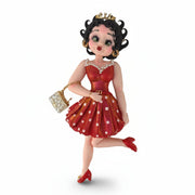 artisan flexible cold porcelain retro cartoon girl doll flatback centerpiece holding a golden purse