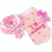 at and dog outfit size m with pink shirt and ruffle tutu