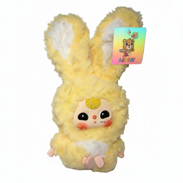 baby three crystal bedazzled yellow plush doll with sparkling yellow crystals