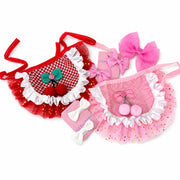 boutique pet tutu set size m with cherry details and matching bows