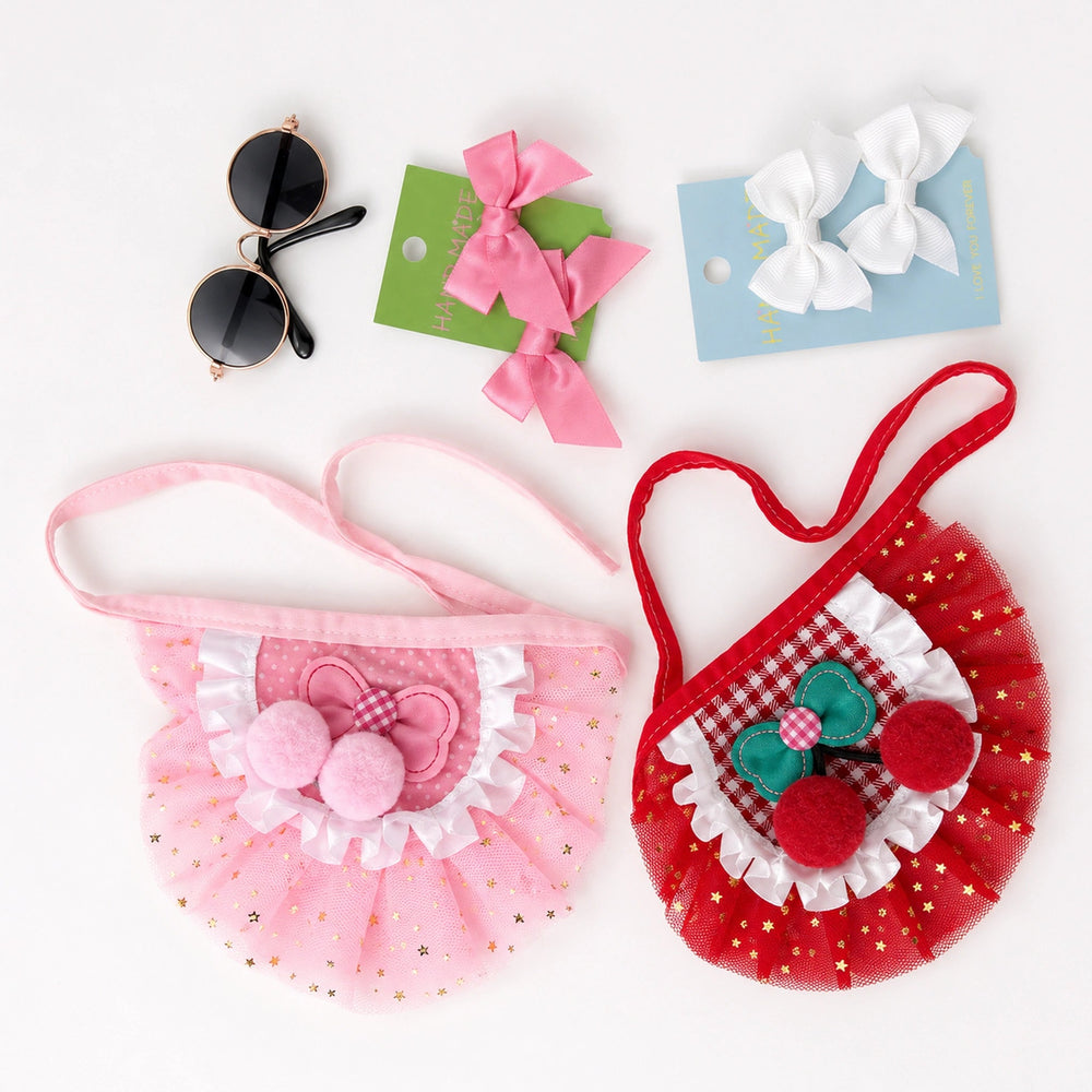 boutique princess pet outfit with red and pink tutus