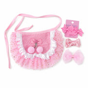 boutique princess pet tutu outfit set size m yellow pink tulle with bow accessories