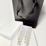 Silver-tone rhinestone chandelier earrings 