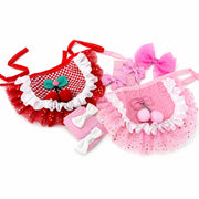 cherry pet tutus with matching bows for small dogs and cats size m