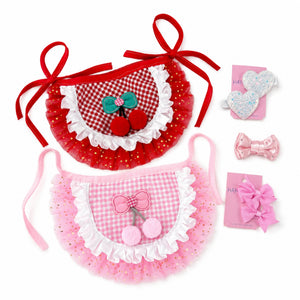 Cherry Checkered Dog Tutu Outfit Set for Cats & Small Dogs | Size M