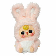 close-up of baby three yellow plush doll with yellow crystal bedazzled