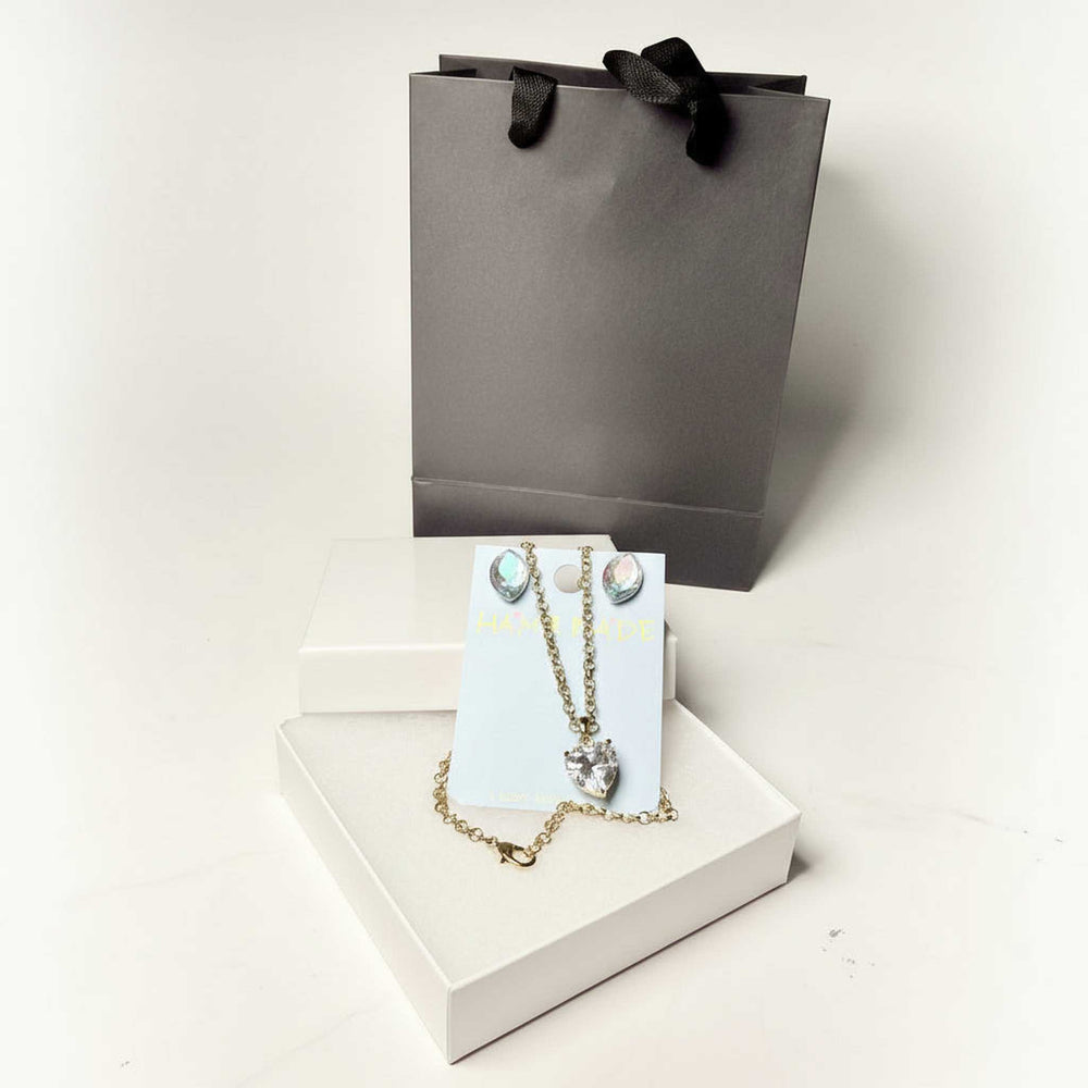 crystal necklace and earring jewelry set 