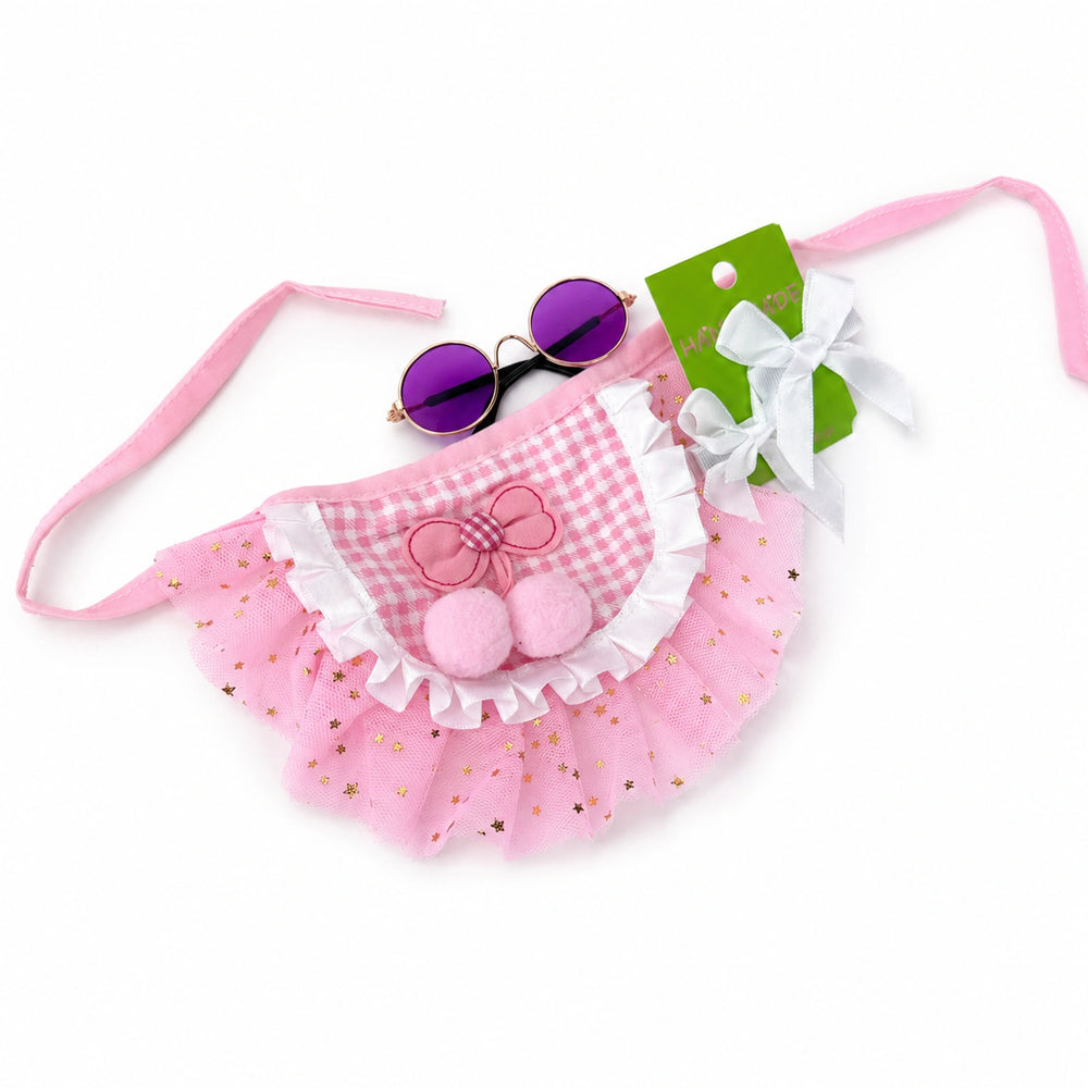 cute cat and dog outfit with ruffle tutu sunglasses and bows