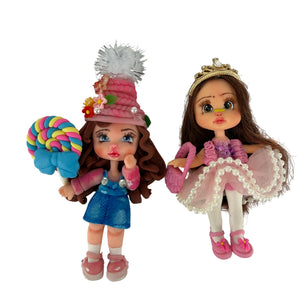 Handmade Princess & Lollipop Girl Doll Set – Flex Porcelain Craft Centerpieces