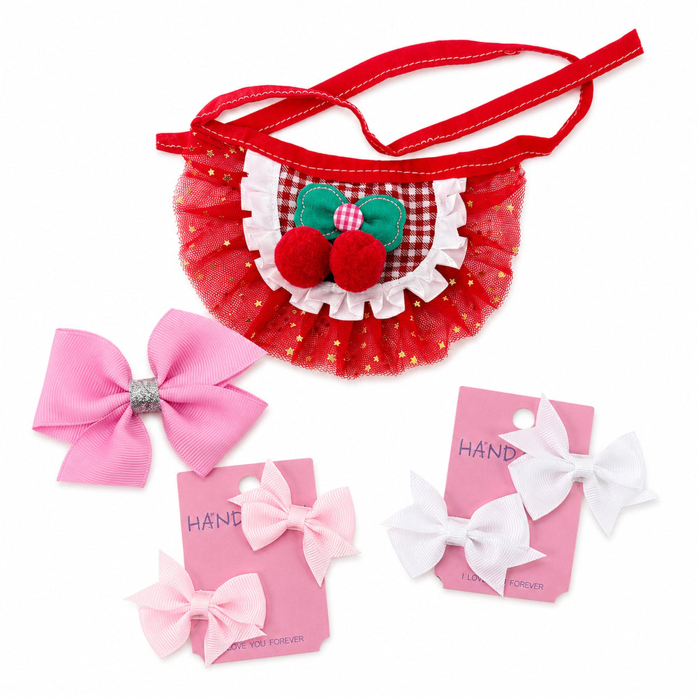 cute dog and cat party outfit set with tutu skirts and bows