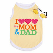 cute small dog outfit set with mom and dad shirt design