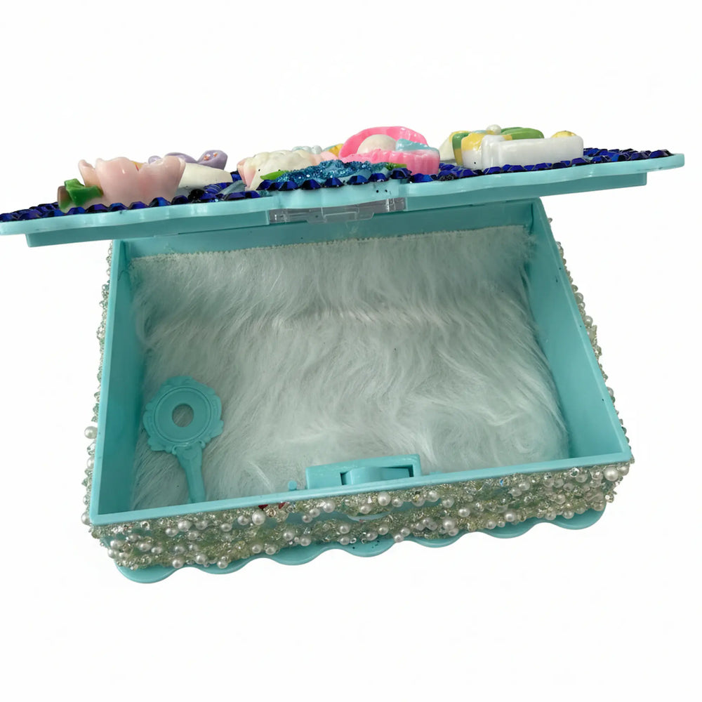 decoden crystal jewelry box with mermaid accents, handmade beach vanity gift set accessory