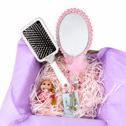 decorated cowgirl mirror and hair brush with handmade doll western charms and pearls