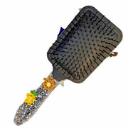 decorated hair brush with gemstone handle and ocean theme back view