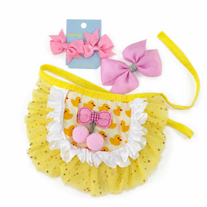 Dog Yellow Tutu Gift Outfit with Pink Bows for Cats & Small Dogs | Size M