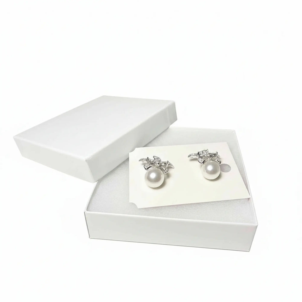 elegant pearl earring gift set with matching packaging
