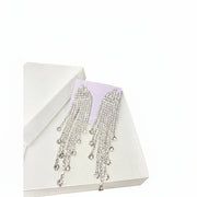 elegant silver-tone rhinestone chandelier earrings