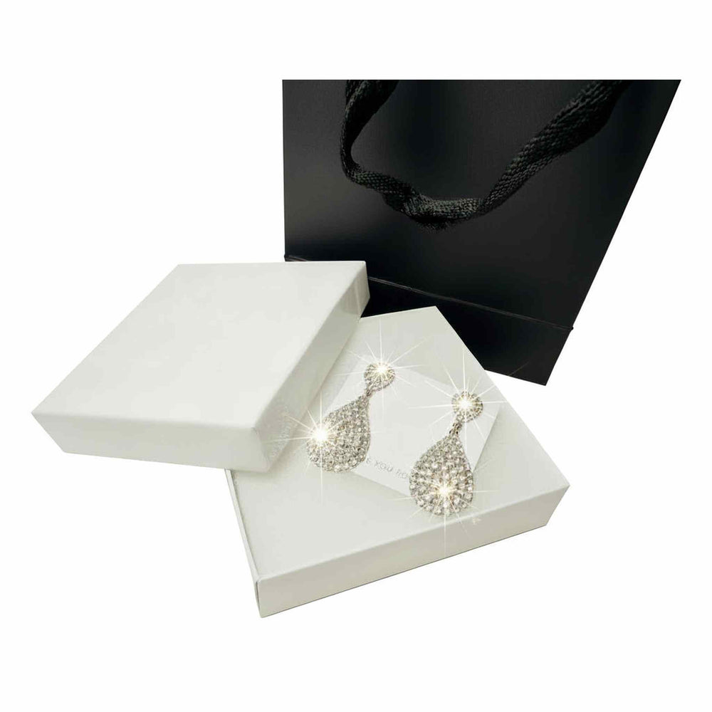 elegant silver fringe dangle earrings in luxury gift box