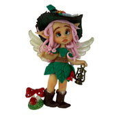 flatback flexible porcelain fairy figure with wings and mushroom showing clean design for diy hair bows