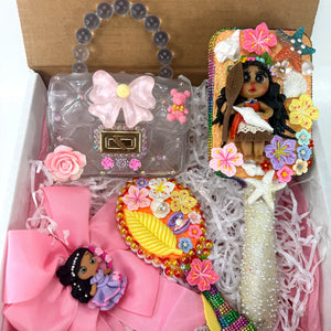 Girls Birthday Gift Basket with Purse, Small Mirror, Brush & Bow