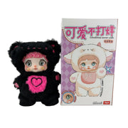 hand-bedazzled black nommi bear plush pendant with pink crystal accents and ultra-soft polyester body