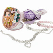 handmade beaded bracelets with pompoms, silver anklet brecelet and compact mirror  set
